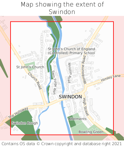 Map showing extent of Swindon as bounding box