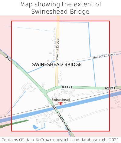 Map showing extent of Swineshead Bridge as bounding box