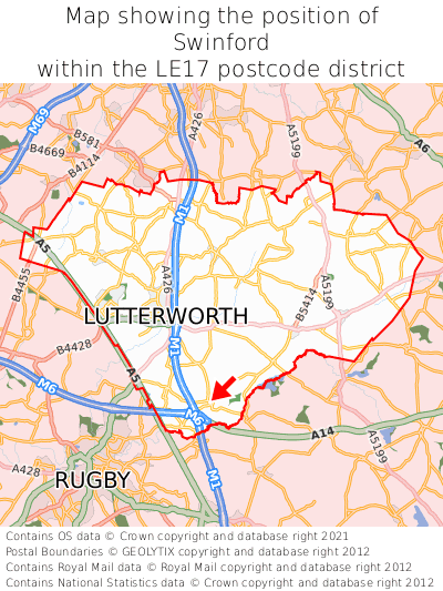 Map showing location of Swinford within LE17