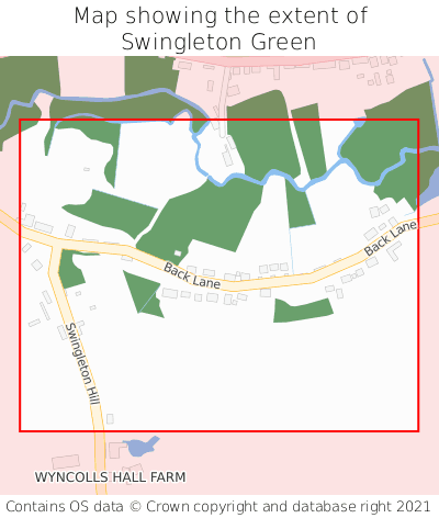 Map showing extent of Swingleton Green as bounding box