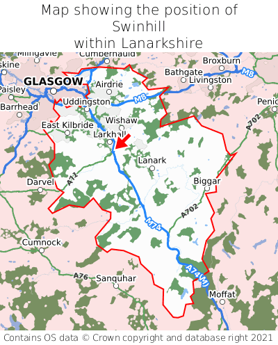 Map showing location of Swinhill within Lanarkshire
