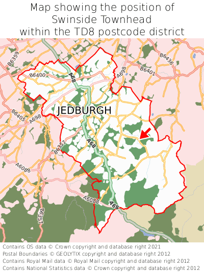 Map showing location of Swinside Townhead within TD8