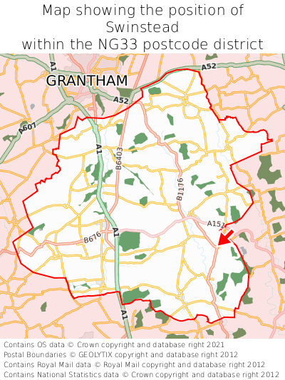 Map showing location of Swinstead within NG33
