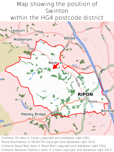 Map showing location of Swinton within HG4