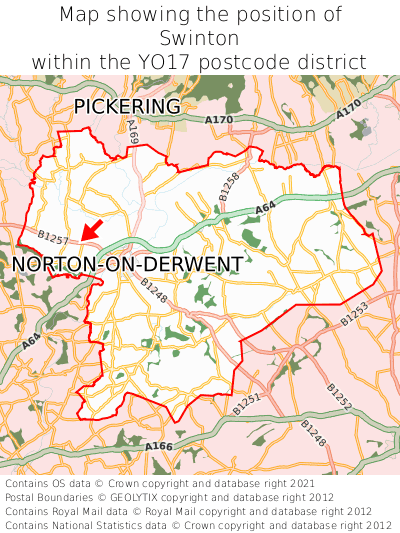 Map showing location of Swinton within YO17