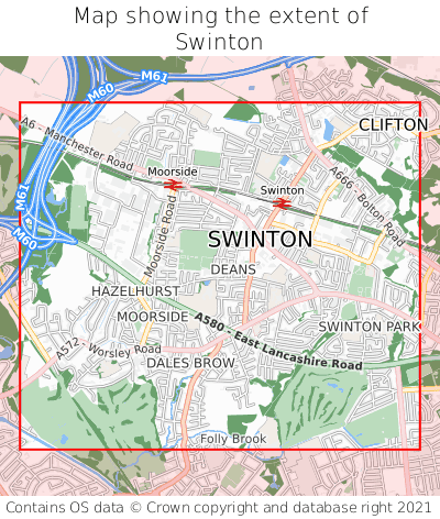 Map showing extent of Swinton as bounding box