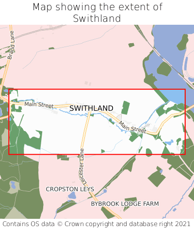 Map showing extent of Swithland as bounding box