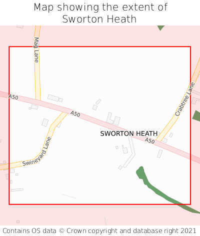 Map showing extent of Sworton Heath as bounding box