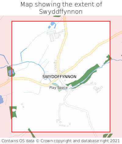 Map showing extent of Swyddffynnon as bounding box