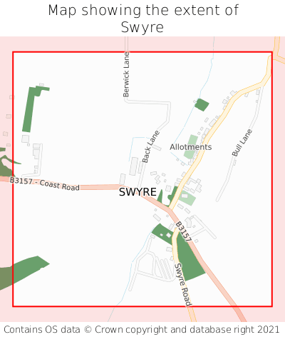 Map showing extent of Swyre as bounding box
