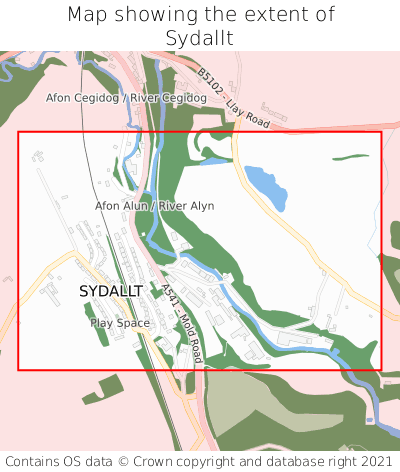 Map showing extent of Sydallt as bounding box