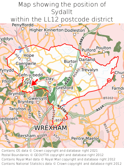 Map showing location of Sydallt within LL12
