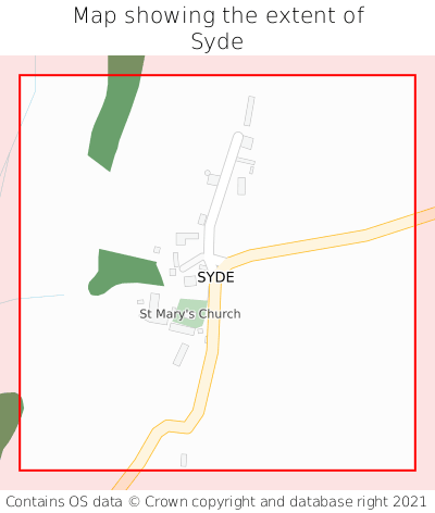 Map showing extent of Syde as bounding box