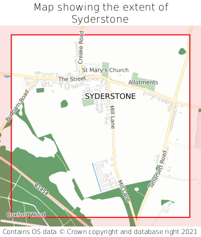 Map showing extent of Syderstone as bounding box