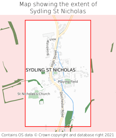 Map showing extent of Sydling St Nicholas as bounding box
