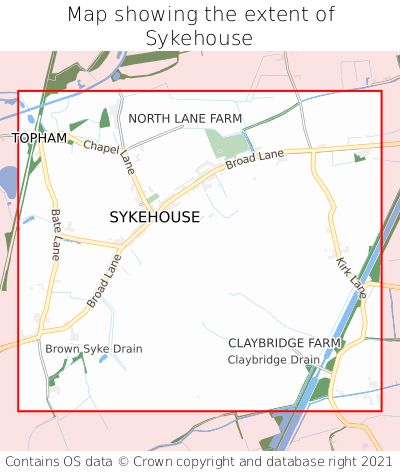 Map showing extent of Sykehouse as bounding box