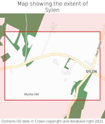 Map showing extent of Sylen as bounding box