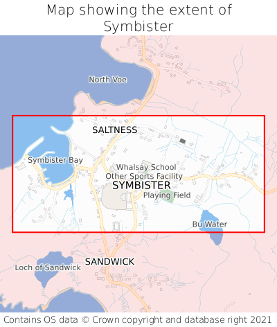 Map showing extent of Symbister as bounding box