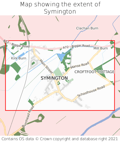 Map showing extent of Symington as bounding box