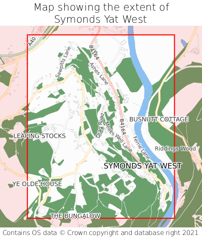 Map showing extent of Symonds Yat West as bounding box