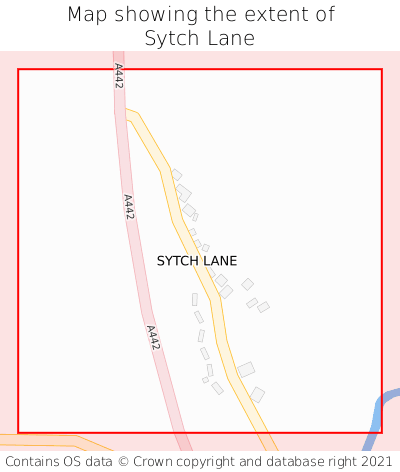 Map showing extent of Sytch Lane as bounding box