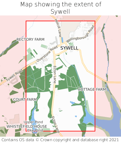 Map showing extent of Sywell as bounding box
