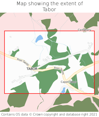 Map showing extent of Tabor as bounding box