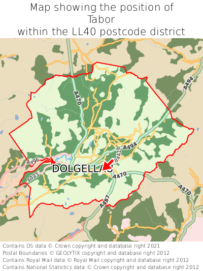 Map showing location of Tabor within LL40