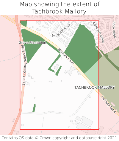Map showing extent of Tachbrook Mallory as bounding box