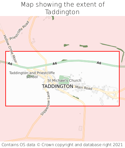 Map showing extent of Taddington as bounding box