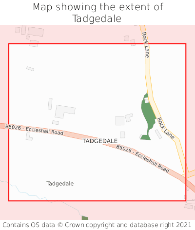 Map showing extent of Tadgedale as bounding box