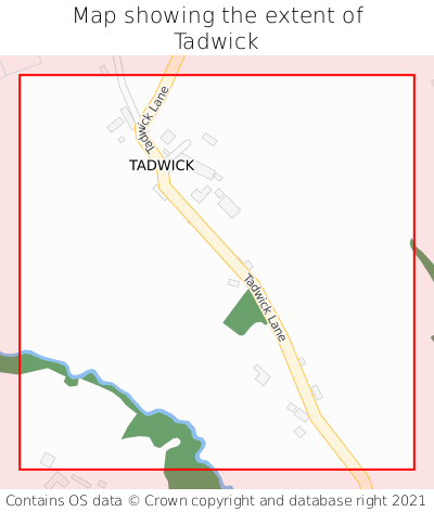 Map showing extent of Tadwick as bounding box