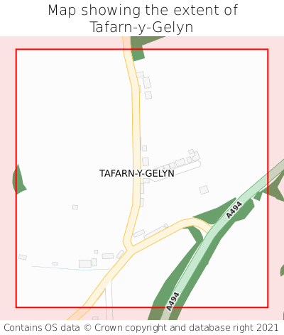 Map showing extent of Tafarn-y-Gelyn as bounding box