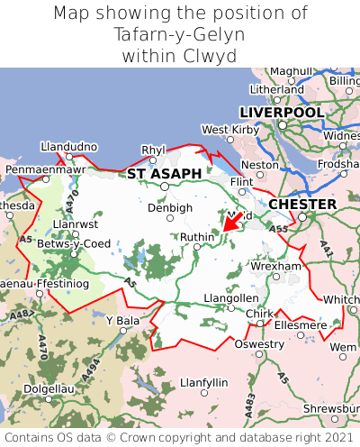 Map showing location of Tafarn-y-Gelyn within Clwyd