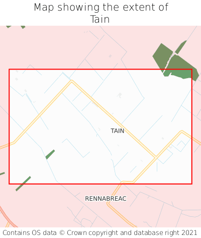 Map showing extent of Tain as bounding box