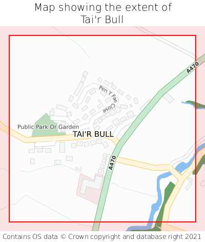 Map showing extent of Tai'r Bull as bounding box