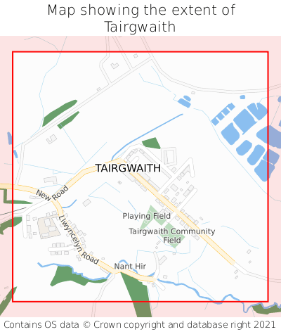 Map showing extent of Tairgwaith as bounding box