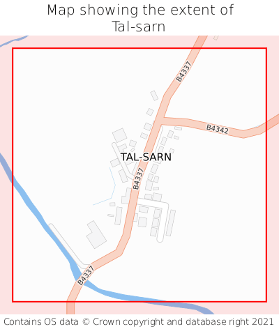 Map showing extent of Tal-sarn as bounding box