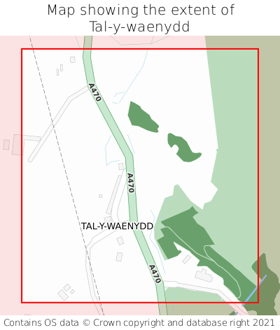 Map showing extent of Tal-y-waenydd as bounding box