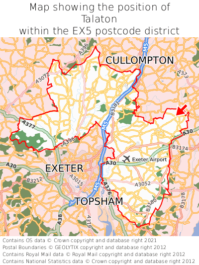Map showing location of Talaton within EX5