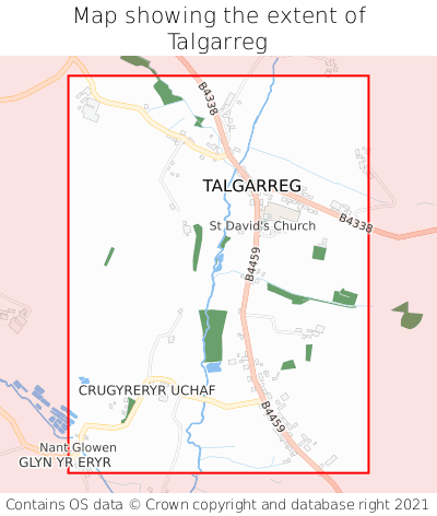 Map showing extent of Talgarreg as bounding box