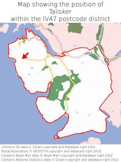 Map showing location of Talisker within IV47