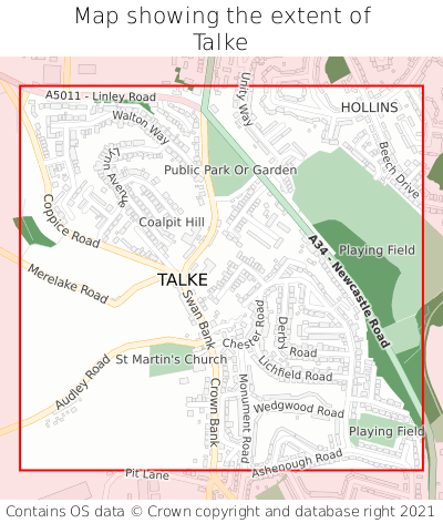 Map showing extent of Talke as bounding box