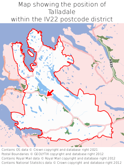 Map showing location of Talladale within IV22