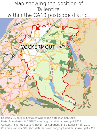 Map showing location of Tallentire within CA13