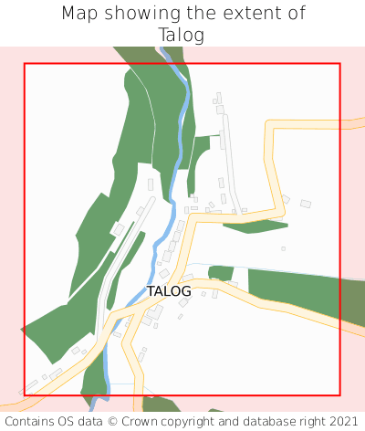 Map showing extent of Talog as bounding box