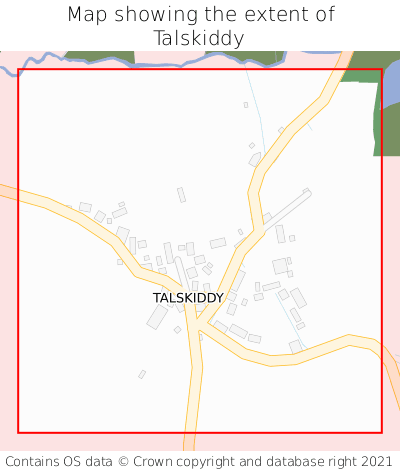 Map showing extent of Talskiddy as bounding box