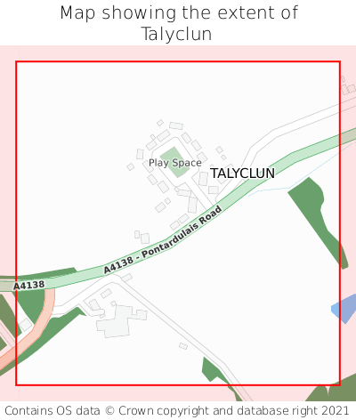 Map showing extent of Talyclun as bounding box