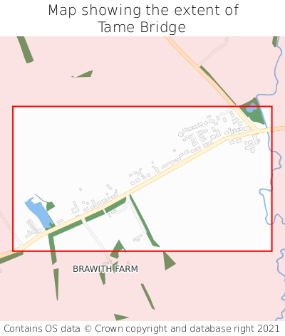 Map showing extent of Tame Bridge as bounding box
