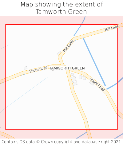 Map showing extent of Tamworth Green as bounding box